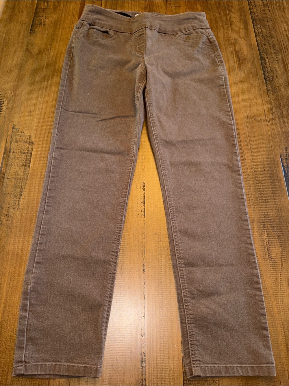 Women’s westbound  Brown Denim Slim pull on Pants tummy control panel 8 EUC!